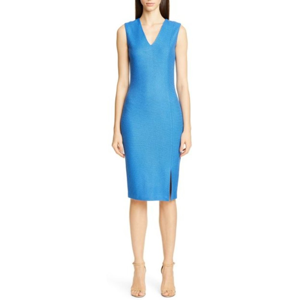 St. John Silk Blend Pebbled Texture Knit Dress
